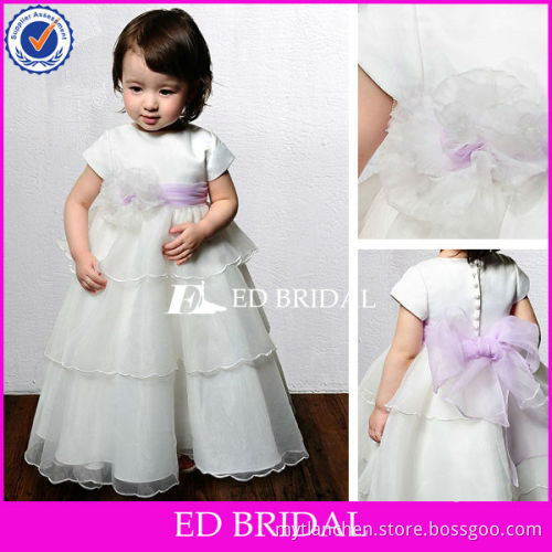 Angel A-line White Organza Sash Cap Sleeve Flower Girl Dress